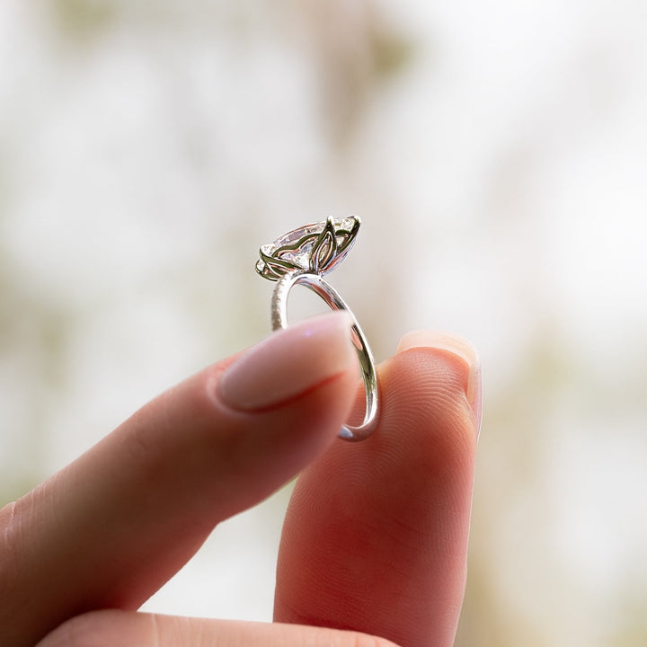 The Pave Abby Marquise Lab Diamond Moissanite Engagement Ring *Shown with 2 ct #material_white