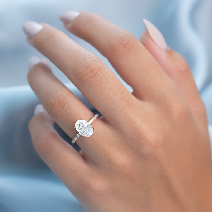 The Pave Abby Set With Oval Pave Lab Diamond 2 Carat 14K Rose#material_14k-rose