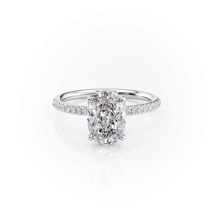 The Pave Abby Set With Oval Pave Lab Diamond 1 Carat 14K White#material_14k-white