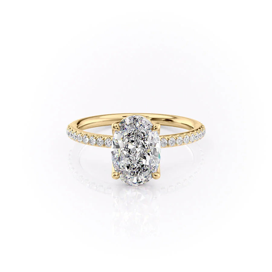 The Pave Abby Set With Oval Pave Lab Diamond 1 Carat 18K Gold#material_18k-gold