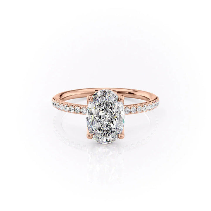 The Pave Abby Set With Oval Pave Lab Diamond 1 Carat 18K Rose#material_18k-rose