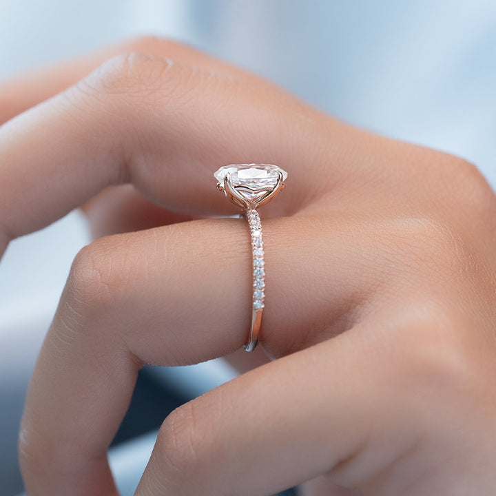 The Pave Abby Oval Lab Diamond Moissanite Engagement Ring *Shown with 2 ct #material_rose