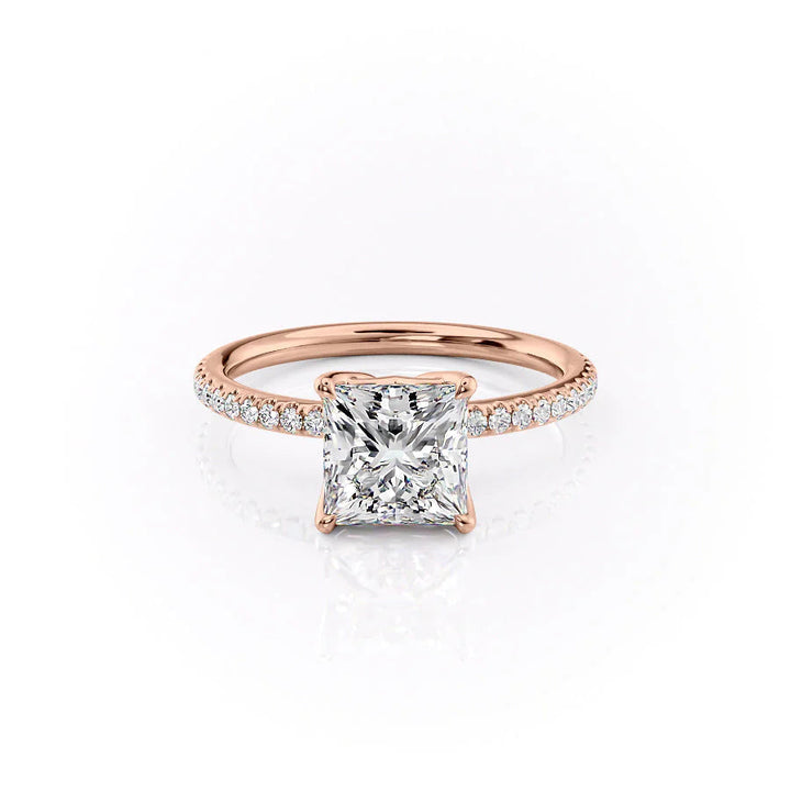 The Pave Abby Set With Princess Pave Lab Diamond 1 Carat 14K Rose#material_14k-rose