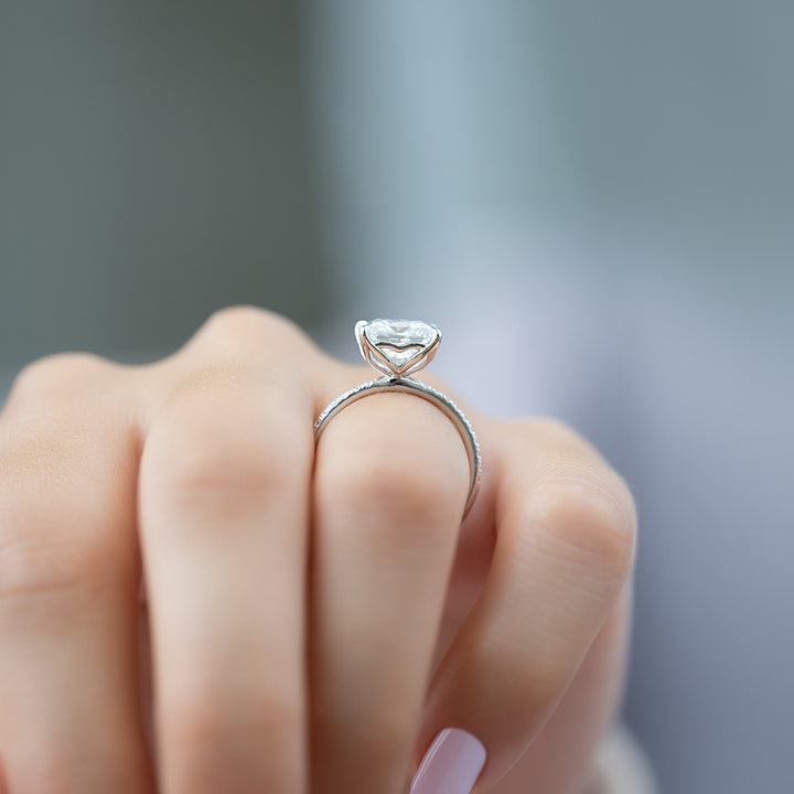 The Pave Abby Princess Lab Diamond Moissanite Engagement Ring *Shown with 3.5 ct #material_white