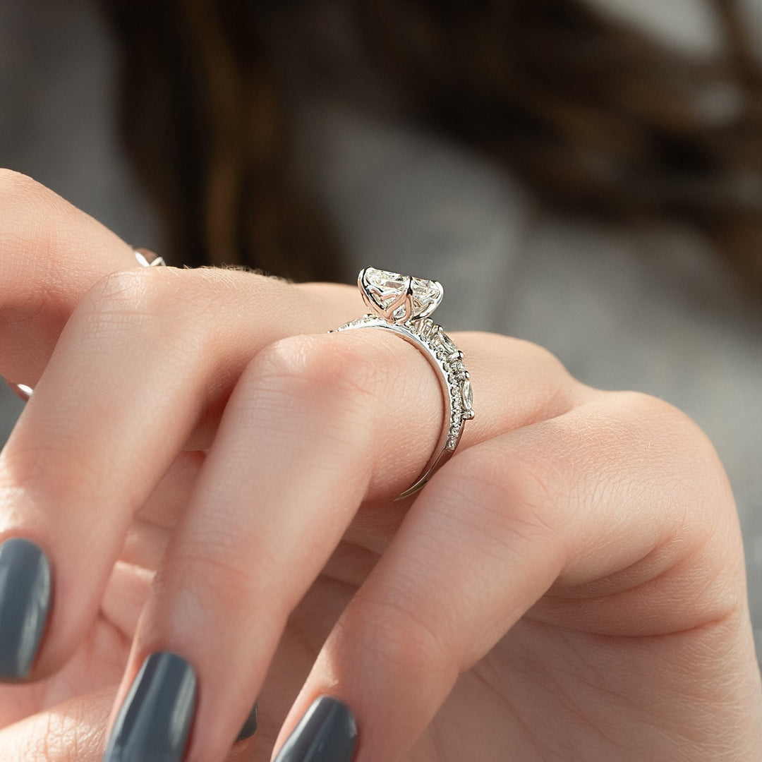 The Pave Abby Radiant Lab Diamond Moissanite Engagement Ring
