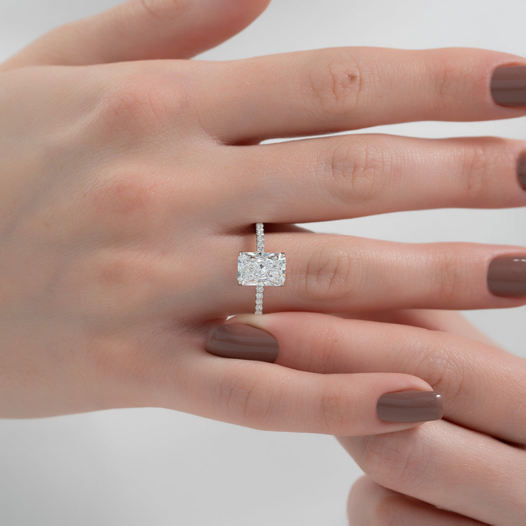 The Pave Abby Radiant Lab Diamond Moissanite Engagement Ring