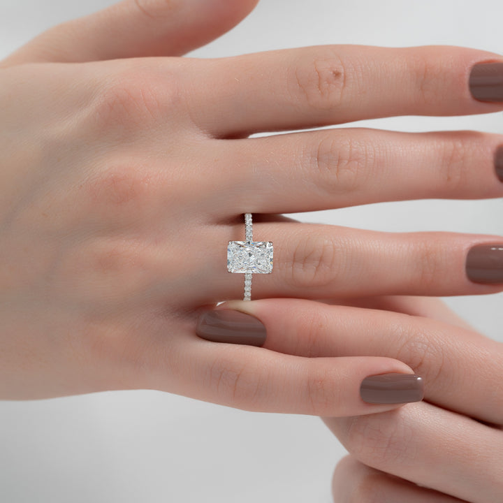 The Pave Abby Radiant Lab Diamond Moissanite Engagement Ring *Shown with 2.5 ct #material_white