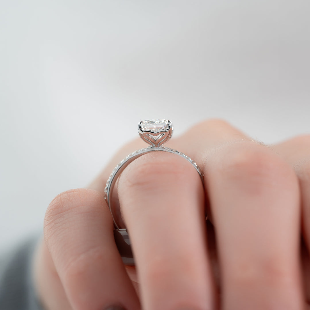 The Pave Abby Radiant Lab Diamond Moissanite Engagement Ring