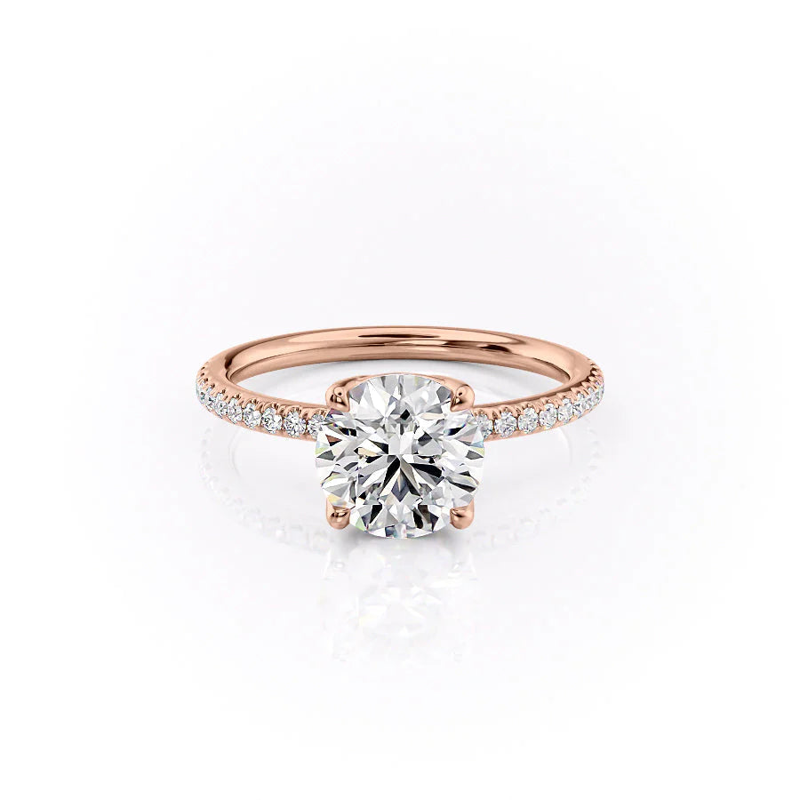 The Pave Abby Set With Round Pave Lab Diamond 1 Carat 14K Rose#material_14k-rose