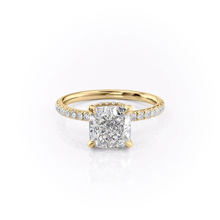 The Pave April Set With Cushion Pave Lab Diamond 1 Carat 14K Gold#material_14k-gold