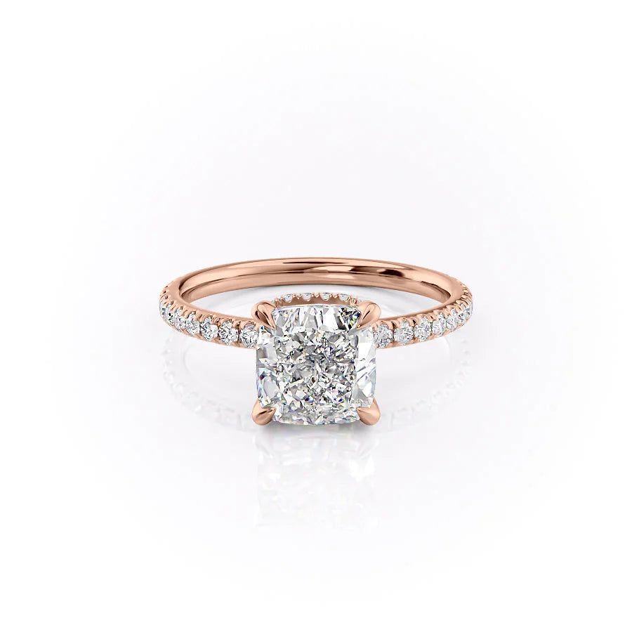 The Pave April Set With Cushion Pave Lab Diamond 1 Carat 14K Rose#material_14k-rose