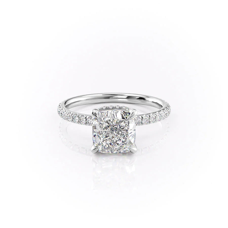 The Pave April Set With Cushion Pave Lab Diamond 1 Carat 14K White#material_14k-white