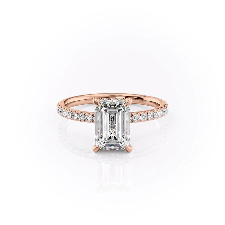 The Pave April Set With Emerald Pave Lab Diamond 1 Carat 14K Rose#material_14k-rose