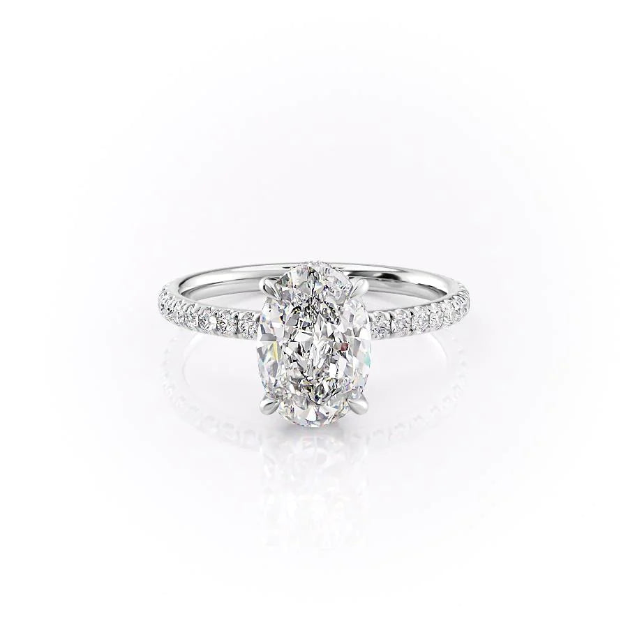 The Pave April Set With Oval Pave Lab Diamond 1 Carat 14K White#material_14k-white