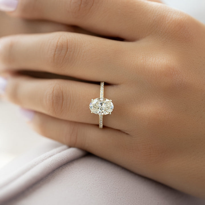 The Pave April Oval Lab Diamond Moissanite Engagement Ring *Shown with 2 ct #material_gold