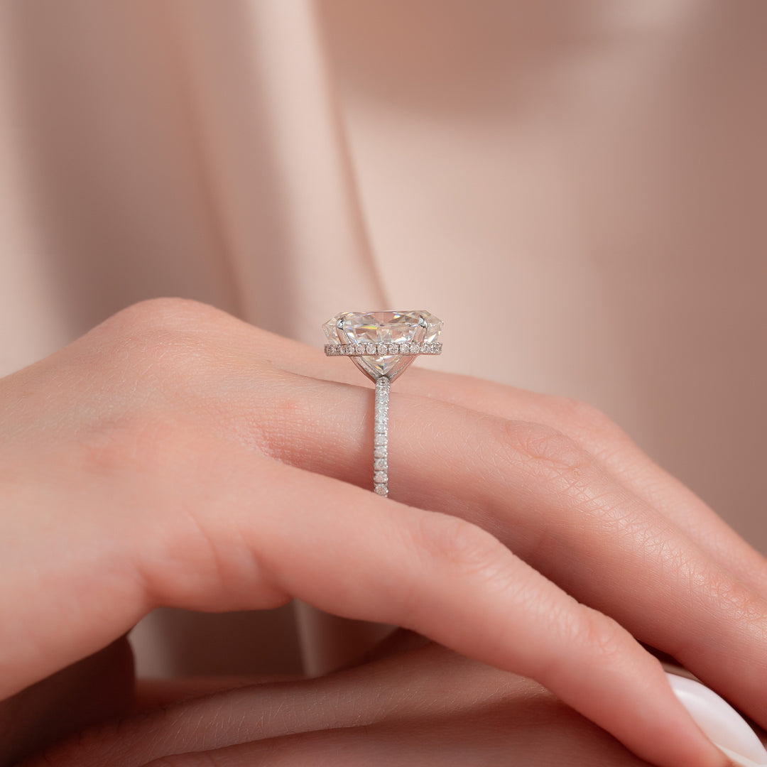 The Pave April Oval Lab Diamond Moissanite Engagement Ring