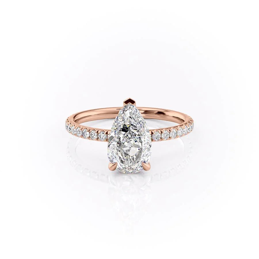 The Pave April Set With Pear Pave Lab Diamond 1 Carat 14K Rose#material_14k-rose