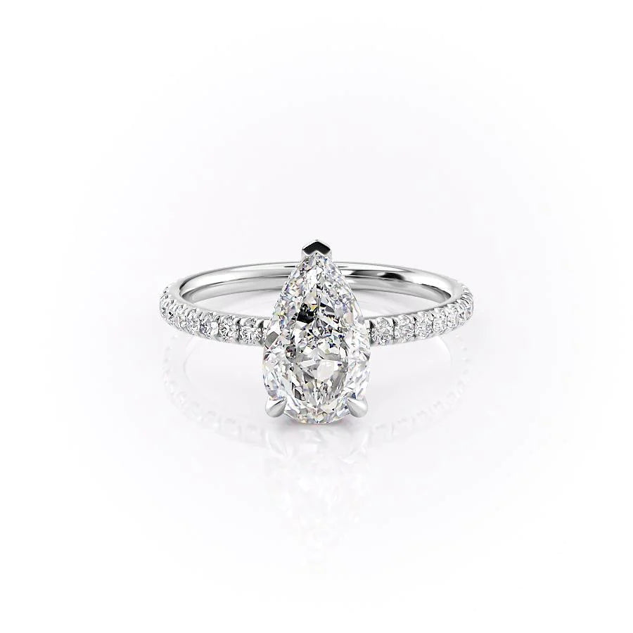 The Pave April Set With Pear Pave Lab Diamond 1 Carat 14K White#material_14k-white