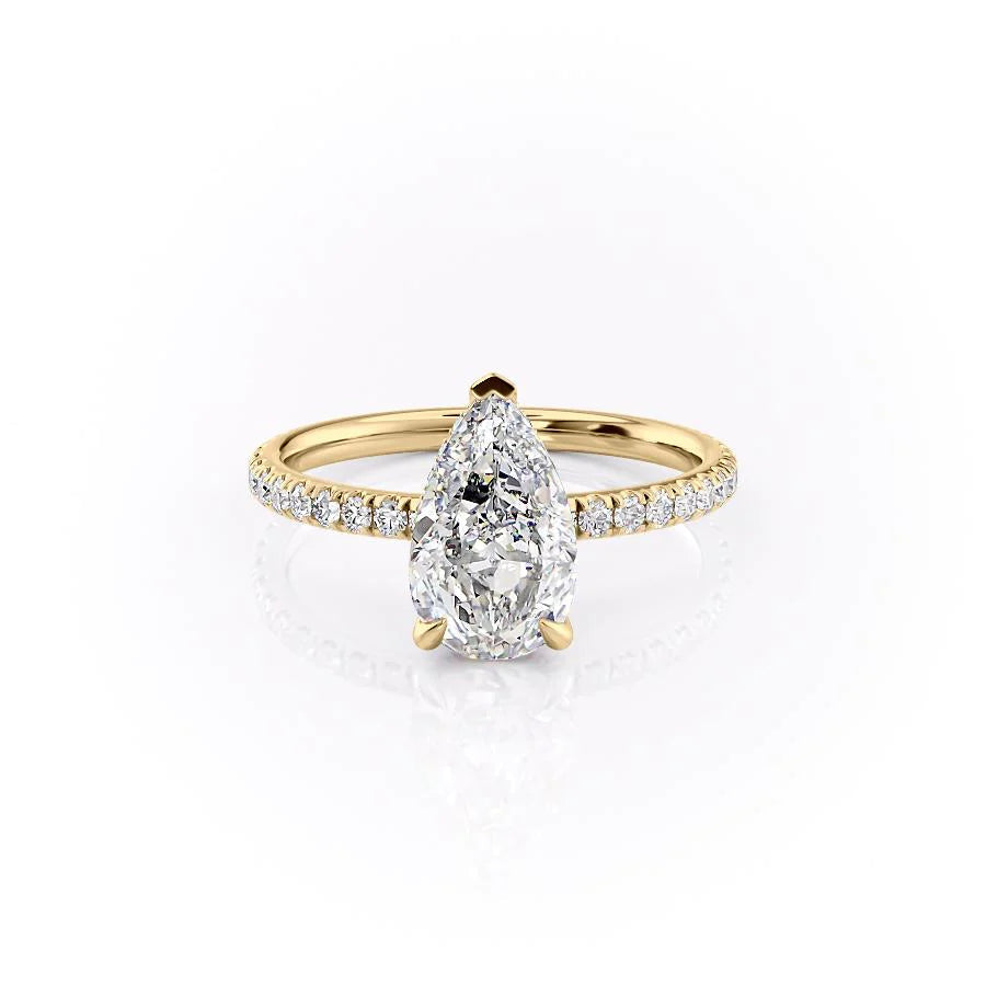 The Pave April Set With Pear Pave Lab Diamond 1 Carat 18K Gold#material_18k-gold