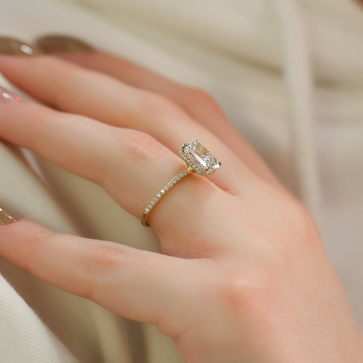 The Pave April Radiant Lab Diamond Moissanite Engagement Ring *Shown with 3 ct #material_gold