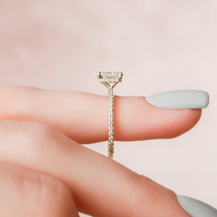 The Pave April Radiant Lab Diamond Moissanite Engagement Ring *Shown with 1 ct #material_gold