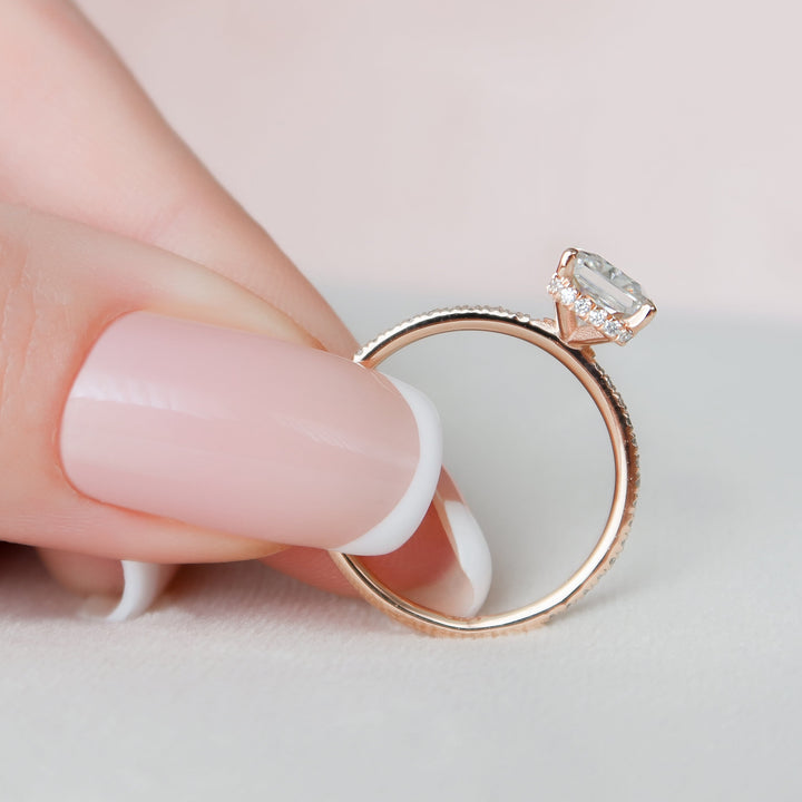 The Pave April Radiant Lab Diamond Moissanite Engagement Ring *Shown with 2 ct #material_rose
