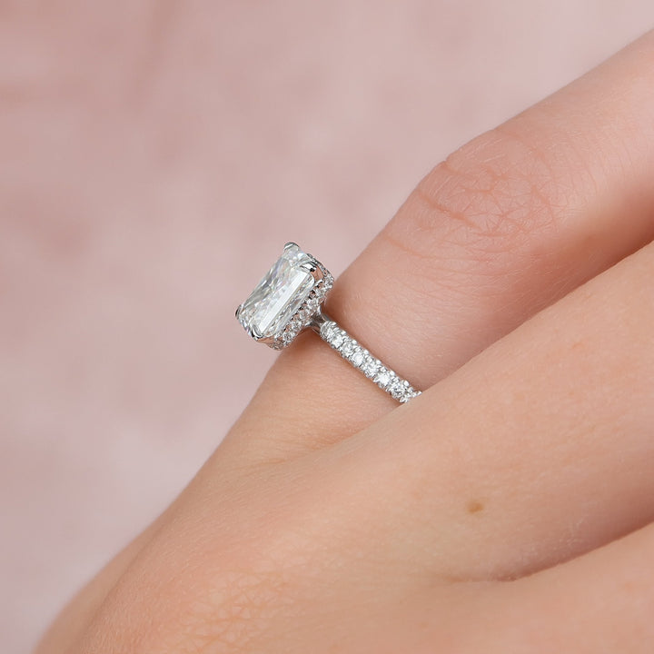 The Pave April Radiant Lab Diamond Moissanite Engagement Ring *Shown with 1.5 ct #material_white