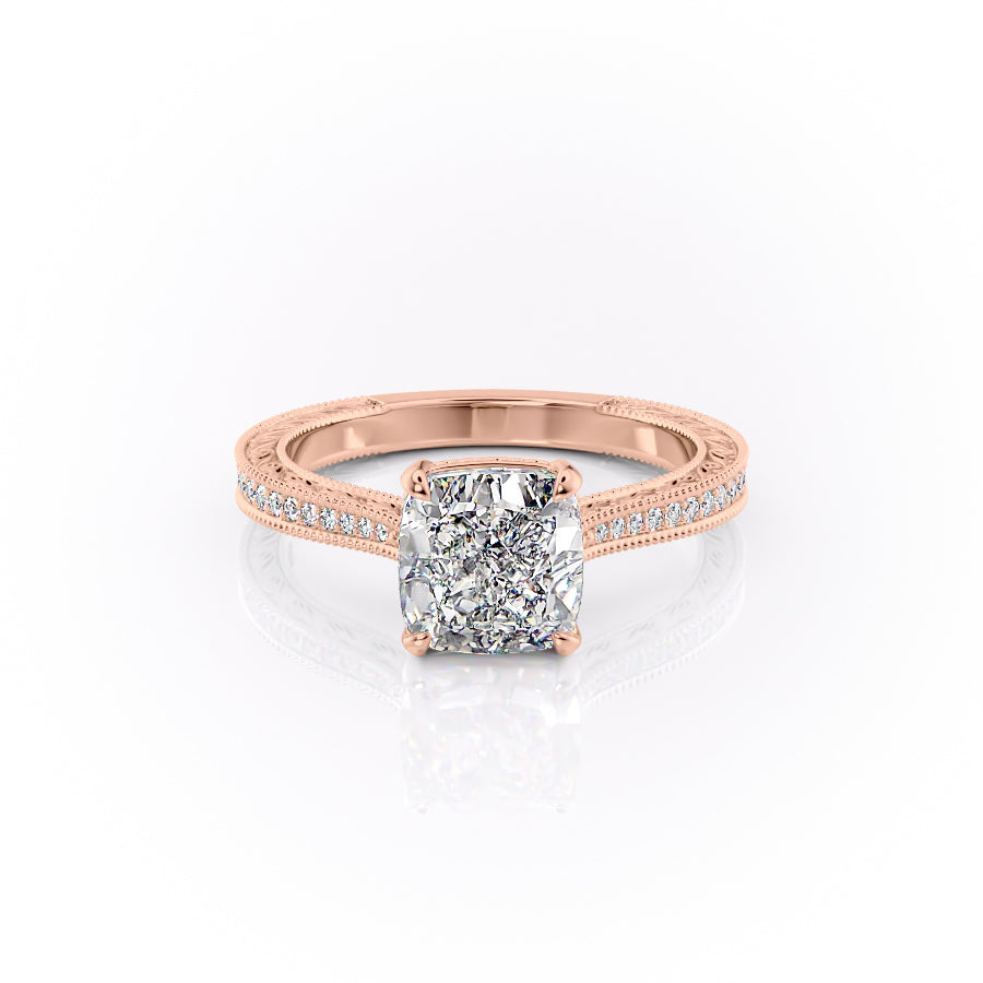 The Pave Cathedral Skye Set With A Cushion Lab Diamond-L'Amour Brilliance #material_rose