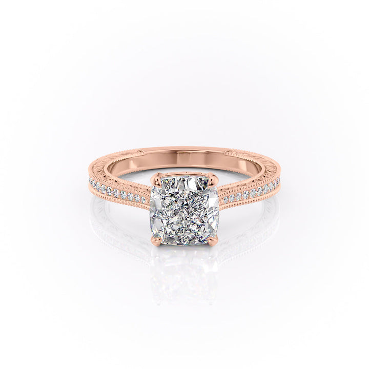 The Pave Cathedral Skye Set With A Cushion Lab Diamond-L'Amour Brilliance #material_rose