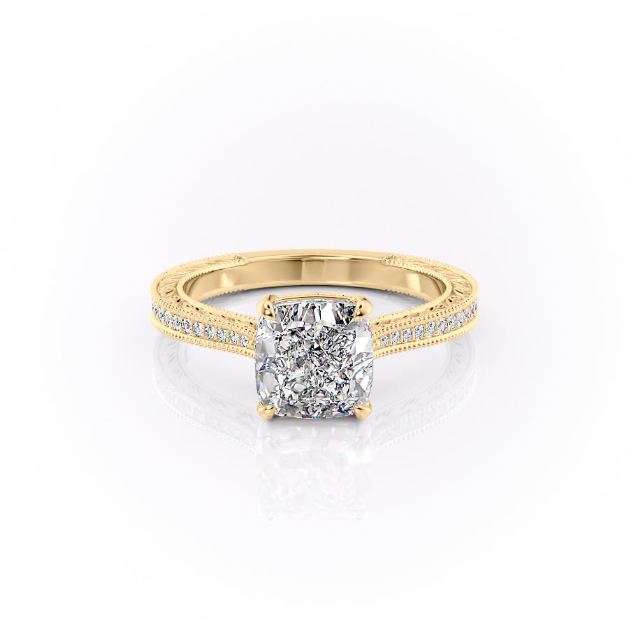 The Pave Cathedral Skye Set With A Cushion Lab Diamond-L'Amour Brilliance #material_gold