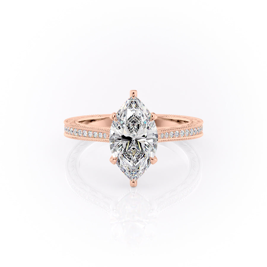 The Pave Cathedral Skye Set With A Marquise Lab Diamond-L'Amour Brilliance #material_rose