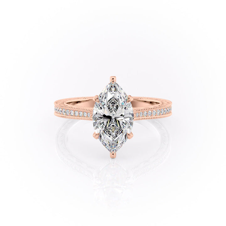 The Pave Cathedral Skye Set With A Marquise Lab Diamond-L'Amour Brilliance #material_rose