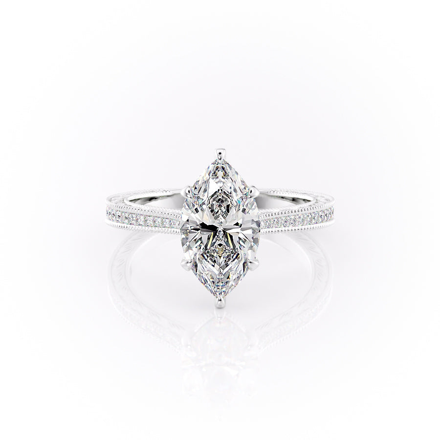 The Pave Cathedral Skye Set With A Marquise Lab Diamond-L'Amour Brilliance #material_white