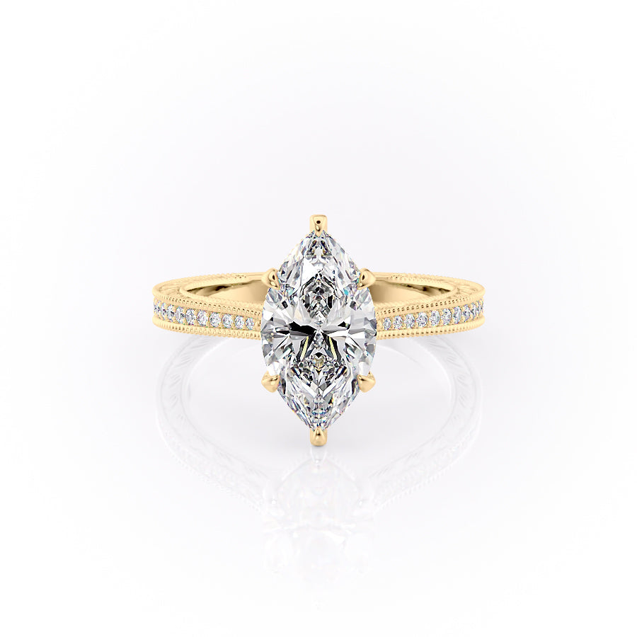 The Pave Cathedral Skye Set With A Marquise Lab Diamond-L'Amour Brilliance #material_gold