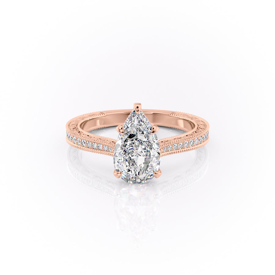 The Pave Cathedral Skye Set With A Pear Lab Diamond-L'Amour Brilliance #material_rose