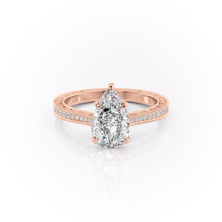 The Pave Cathedral Skye Set With A Pear Lab Diamond-L'Amour Brilliance #material_rose