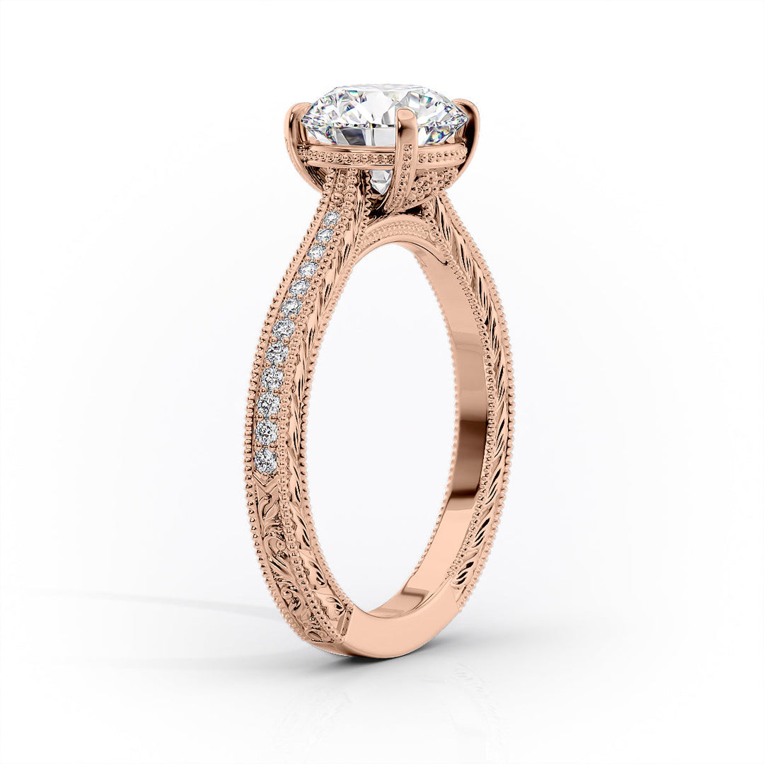 The Pave Cathedral Skye Set With A Pear Lab Diamond#material_rose