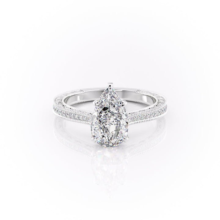 The Pave Cathedral Skye Set With A Pear Lab Diamond-L'Amour Brilliance #material_white