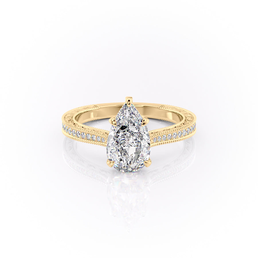 The Pave Cathedral Skye Set With A Pear Lab Diamond-L'Amour Brilliance #material_gold