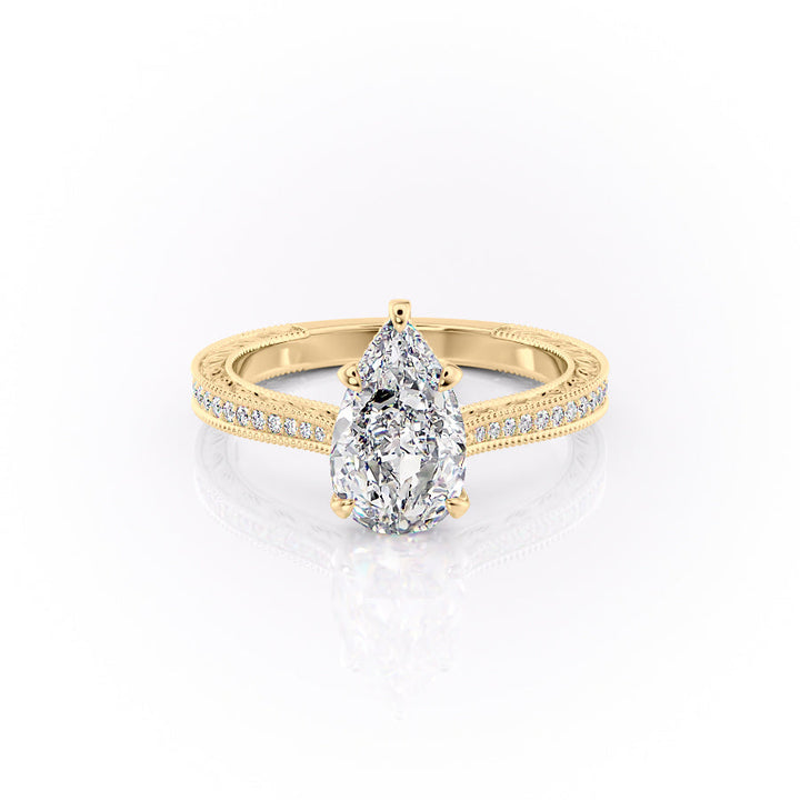 The Pave Cathedral Skye Set With A Pear Lab Diamond-L'Amour Brilliance #material_gold