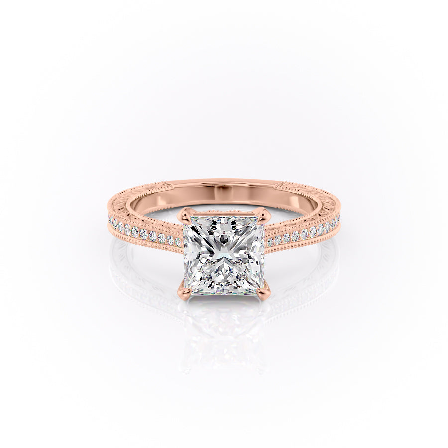 The Pave Cathedral Skye Set With A Princess Lab Diamond-L'Amour Brilliance #material_rose