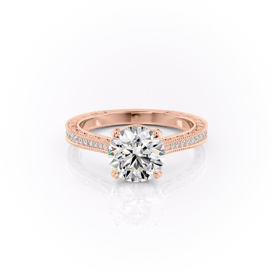 The Pave Cathedral Skye Set With A Round Lab Diamond-L'Amour Brilliance #material_rose