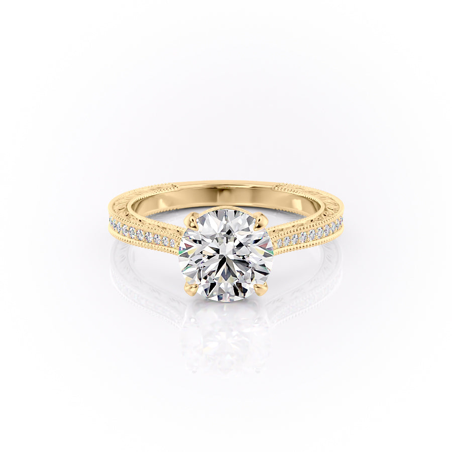 The Pave Cathedral Skye Set With A Round Lab Diamond-L'Amour Brilliance #material_gold