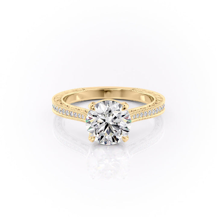 The Pave Cathedral Skye Set With A Round Lab Diamond-L'Amour Brilliance #material_gold