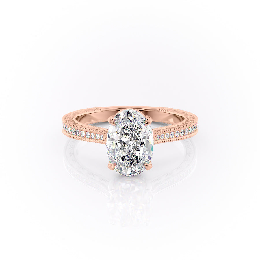 The Pave Cathedral Skye Set With An Oval Lab Diamond-L'Amour Brilliance #material_rose
