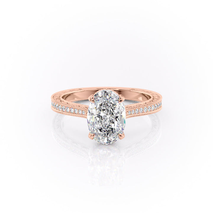 The Pave Cathedral Skye Set With An Oval Lab Diamond-L'Amour Brilliance #material_rose