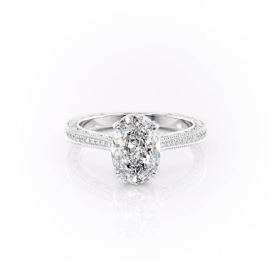 The Pave Cathedral Skye Set With An Oval Lab Diamond-L'Amour Brilliance #material_white