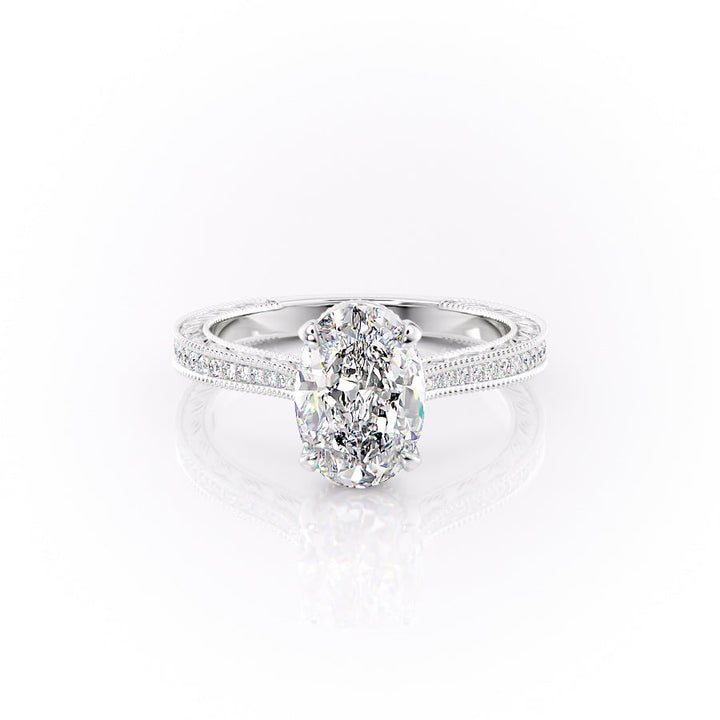 The Pave Cathedral Skye Set With An Oval Lab Diamond-L'Amour Brilliance #material_white