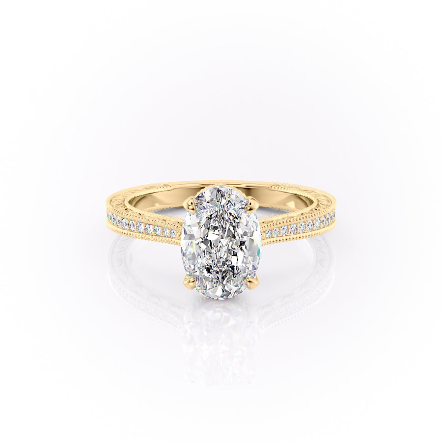 The Pave Cathedral Skye Set With An Oval Lab Diamond-L'Amour Brilliance #material_gold