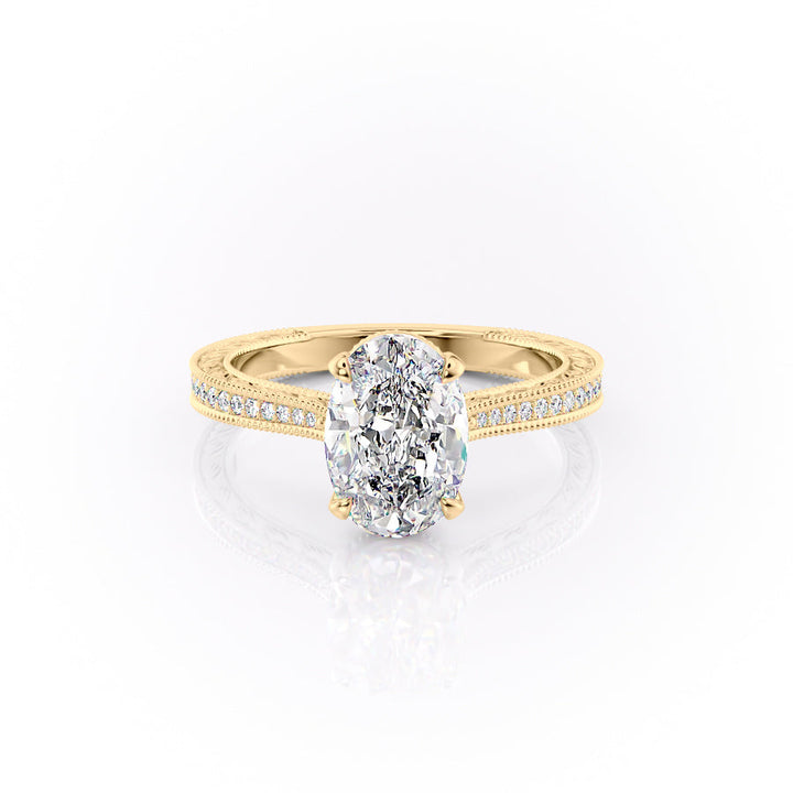 The Pave Cathedral Skye Set With An Oval Lab Diamond-L'Amour Brilliance #material_gold